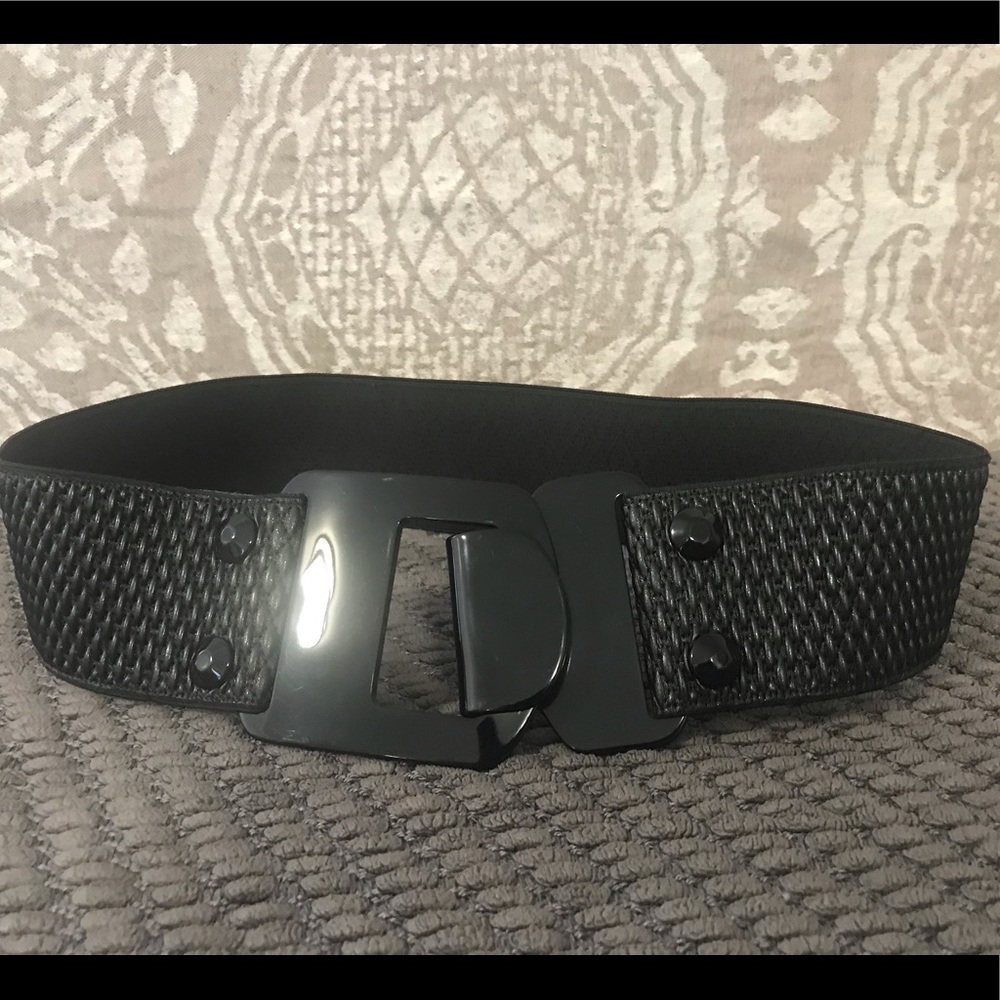 Suzi Roher Wide Leather Stretch Belt, Black, small